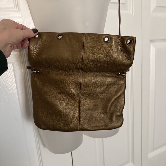 HOBO International Metallic Gold Womens Purse Crossbody Bling Leather Handbag - Picture 9 of 15